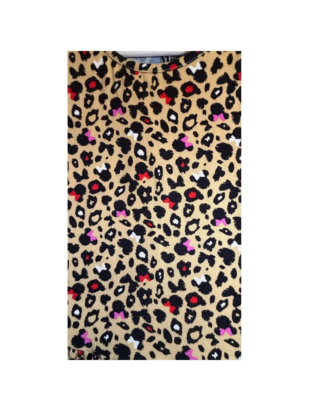 Disney Minnie Mouse Girls Leopard Print Drop Waist Dress Brown Tan Size M 7-8